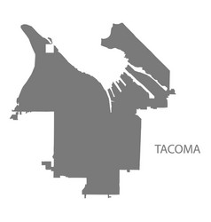 Tacoma Washington City Map Grey Silhouette Shape