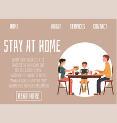 Stay At Home Website Banner Family Eating Together