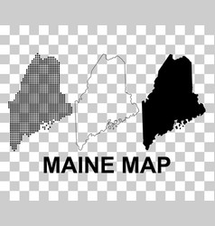 Set Of Maine Map United States America Flat