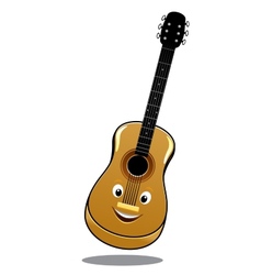 Cute brown guitar cartoon Royalty Free Vector Image