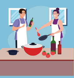 Couple Cooking With Tomatoes