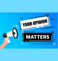 Megaphone Blue Banner With Your Opinion Matters