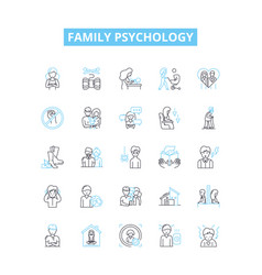 Family Psychology Line Icons Set Family