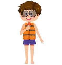 Little Boy Wearing Life Jacket