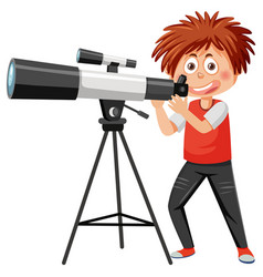 A Boy Looking Through Telescope