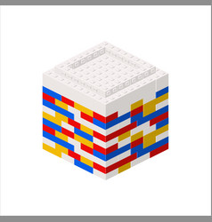 Cubic Building Made Of Colored Plastic Blocks