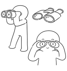 Set Of People Using Binoculars