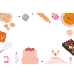 Cake And Bakery Ingredients On White Background