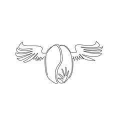 Single One Line Drawing Coffee Bean Wings Logo