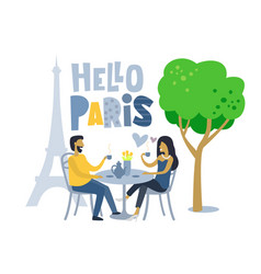 Couple Siting At Parisian Cafe