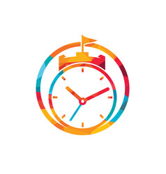 Clock Castle Icon Logo Design Template