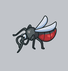 Cute Mosquito Eating A Blood Isolated Cartoon