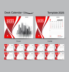 Desk Calendar 2025 Template Set And Red Cover