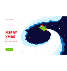 Merry Christmas Web Banner Santa Claus Flying