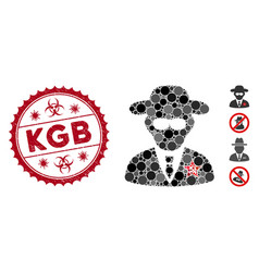 Mosaic Kgb Spy Icon With Grunge Kgb Seal