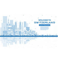 Welcome To Switzerland Outline City Skyline