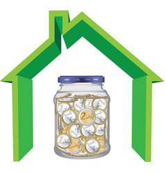 Dwelling Symbol With A Glass Jar Of Euro Coins