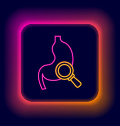 Glowing Neon Line Human Stomach With Magnifying