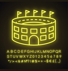 Stadium Building Neon Light Icon