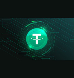 Tether Coin With Crypto Currency Themed Banner