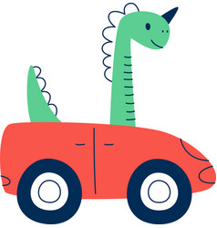 Dinosaur In Cabriolet Car