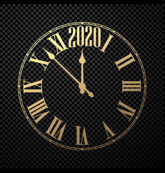 Round 2020 New Year Clock On Black Checkered