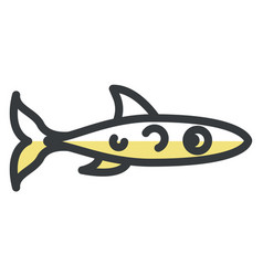 Yellow Thin Long Fish On A White Background