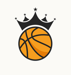 Basketball Logo Design Concept With Crown Icon