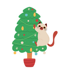 Christmas Cat In A Tree