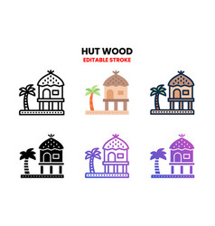 Hut Wood Icon Set With Different Styles