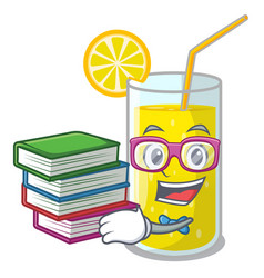 Student With Book Fresh Lemon Juice In Glas