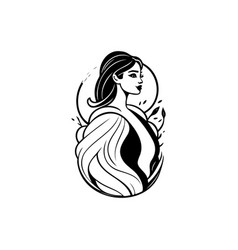 Girls Icon Hand Draw Black Colour Woman Day Logo