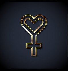 Gold Line Female Gender Symbol Icon Isolated