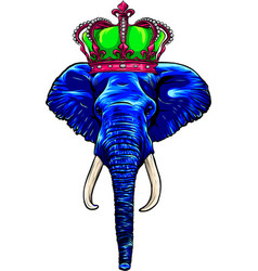 Head Blue Elephant With Crown Artwork