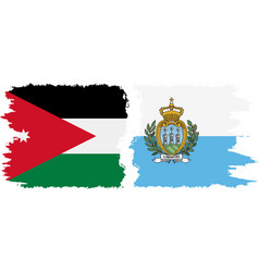 San Marino And Jordan Grunge Flags Connection