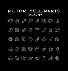 Set Line Icons Of Motorcycle Parts