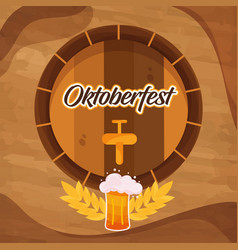 Wooden Beer Barrel And A Beer Mug Oktoberfest