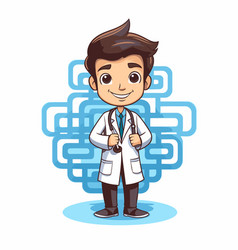 Cute Cartoon Doctor With Maze On White Background