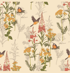 Seamless Pattern With Wild Flowers