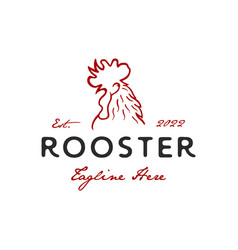 Vintage Hand Drawn Line Art Rooster Head Logo