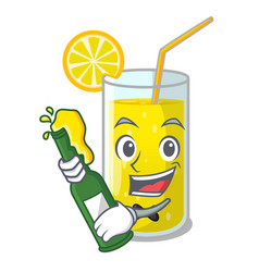 With Beer Fresh Lemon Juice In Glas Cartoon