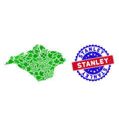 Bicolor Stanley Grunge Rubber Stamp And Leaf Green