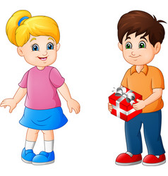 Boy Helping A Girl Stand Up Royalty Free Vector Image