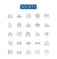 Society Line Icons Signs Set Design Collection