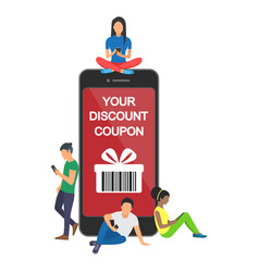 Young people using mobile smartphone for Vector Image