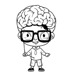 Cute Boy With Big Brain In Cartoon Style