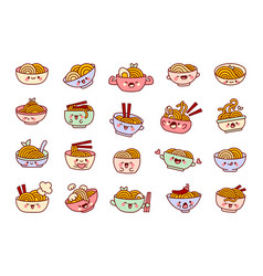 Cute Kawaii Bowl Of Noodles Ramen Food Cartoon