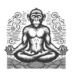 Meditating Monkey In Seated Position Sketch