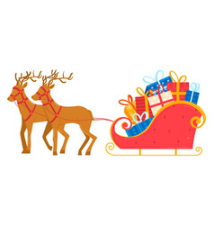 1 Festive Reindeer Pulling Red Sleigh Filled