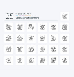 Corona Virus Super Hero 25 Line Icon Pack